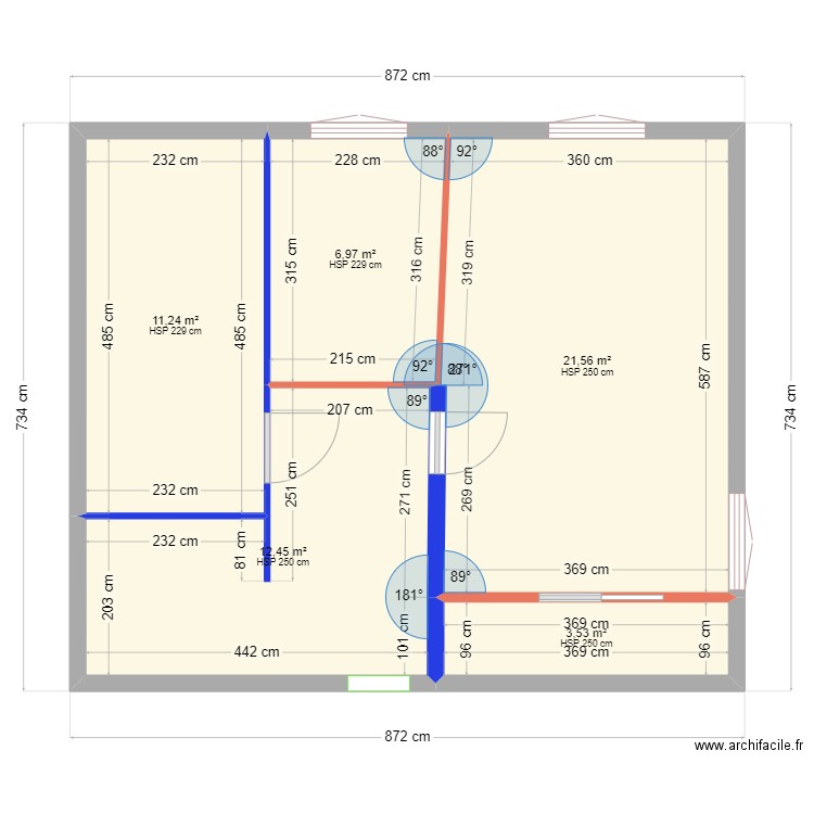 Sous Sol Maison Roman modification. Plan de 5 pièces et 56 m2