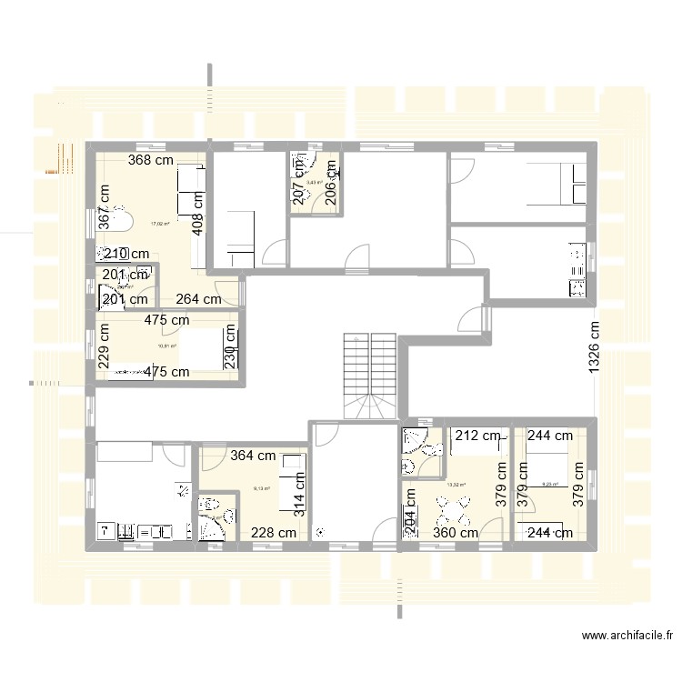 Jacqueville rdc V3. Plan de 8 pièces et 68 m2