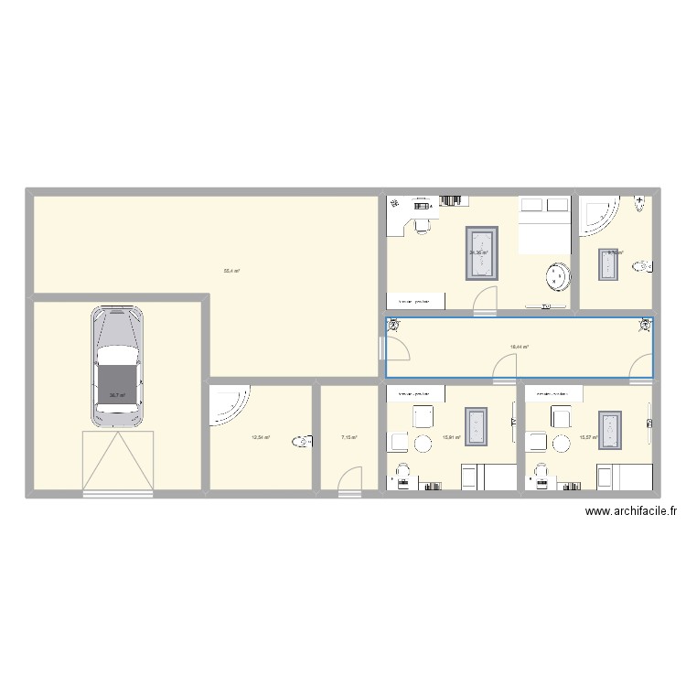 PROJET melec. Plan de 9 pièces et 196 m2