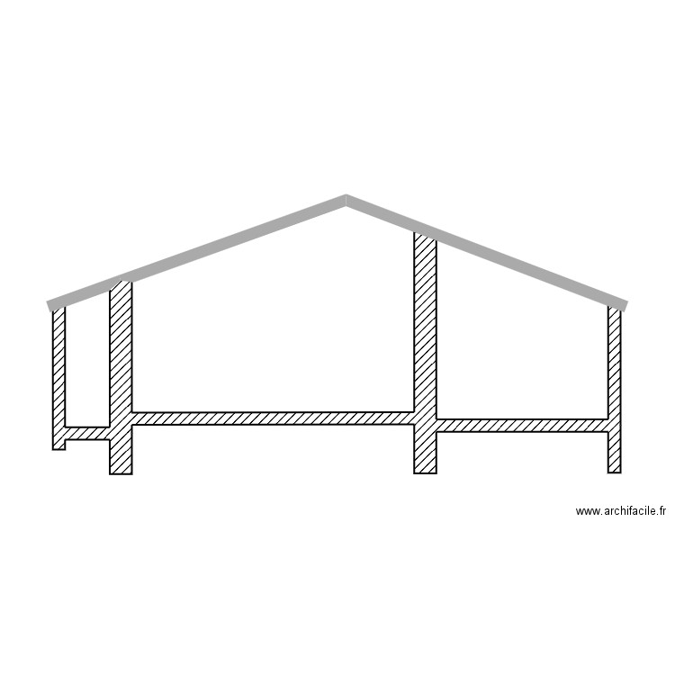 coupe maison ac toit. Plan de 0 pièce et 0 m2