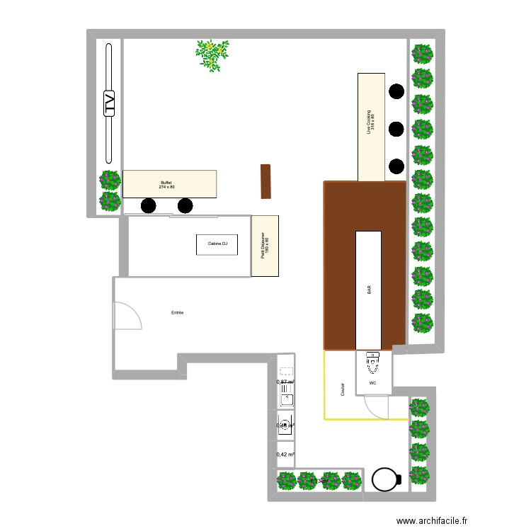 Shangri La - B 12ème étage -Rooftop. Plan de 4 pièces et 3 m2