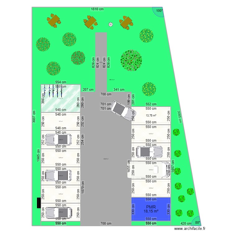 PARKING HC. Plan de 18 pièces et 628 m2