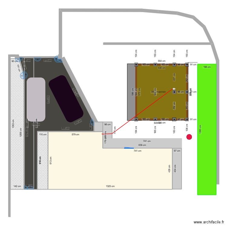 Carport. Plan de 9 pièces et 222 m2