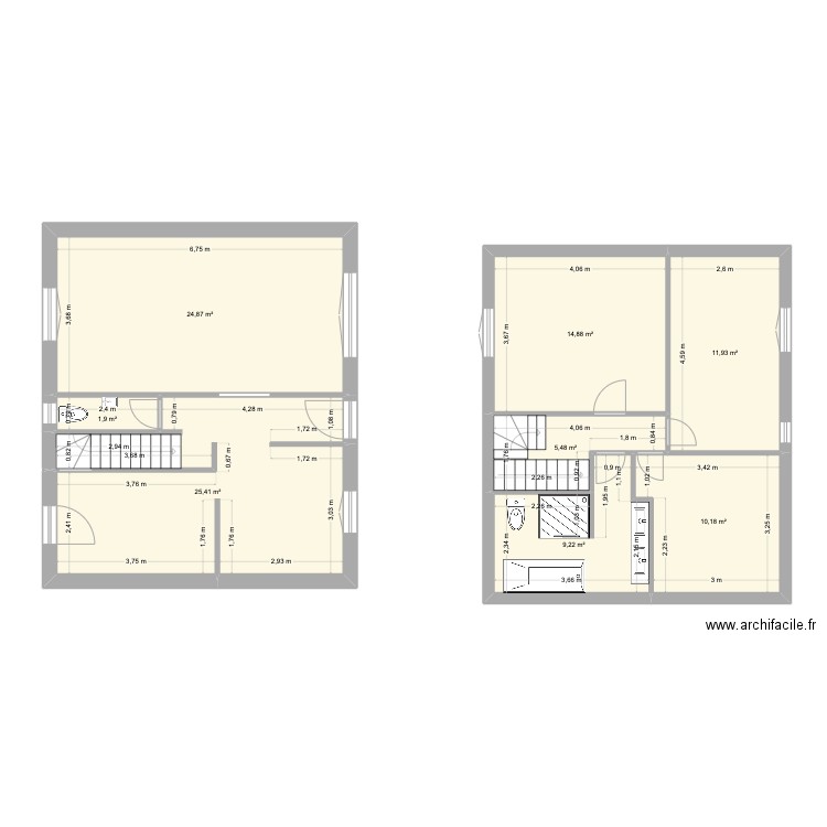 plan Colombes bas et haut. Plan de 8 pièces et 104 m2