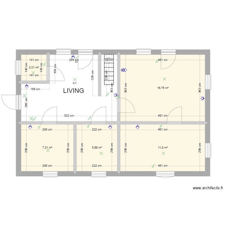 leo 1. Plan de 6 pièces et 60 m2