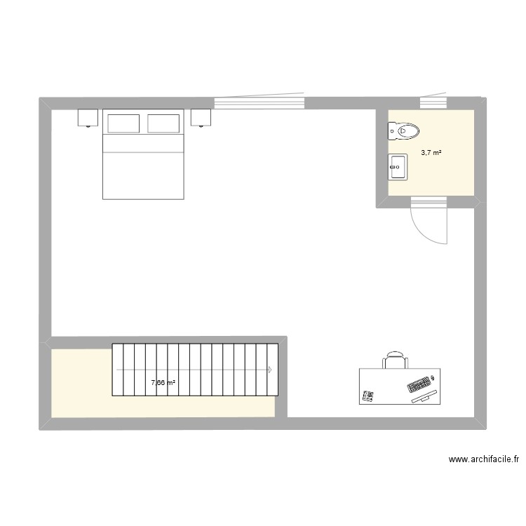 MEZZANINE. Plan de 2 pièces et 11 m2