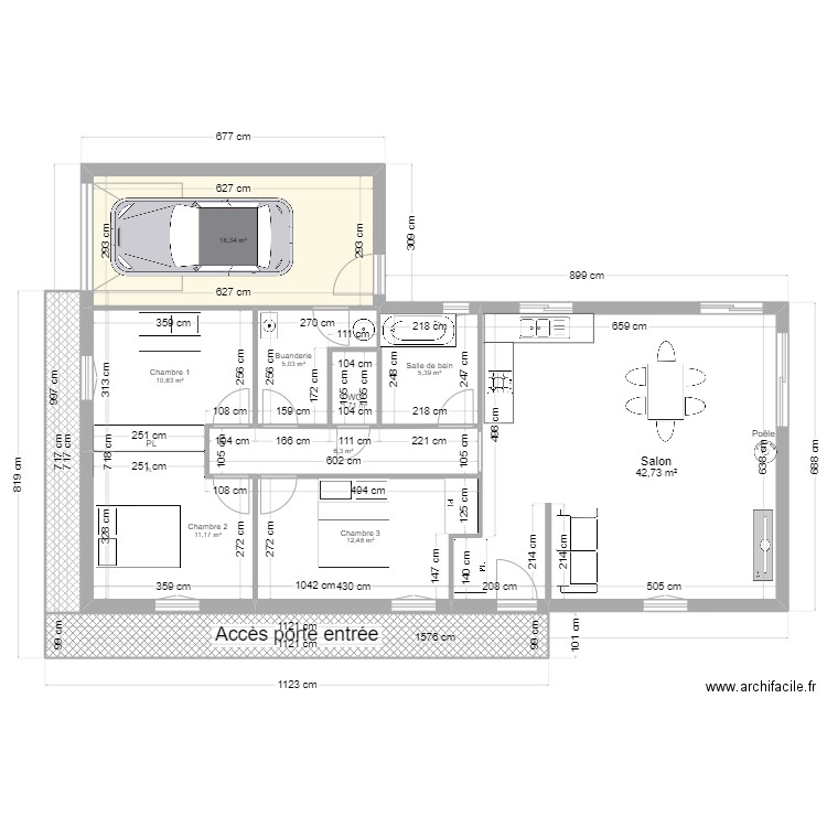 maison ruffieux. Plan de 11 pièces et 131 m2