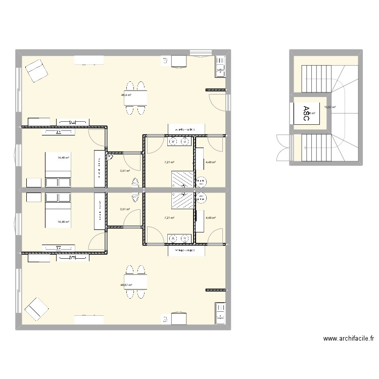 T2 RDC - Résidence séniors. Plan de 12 pièces et 171 m2