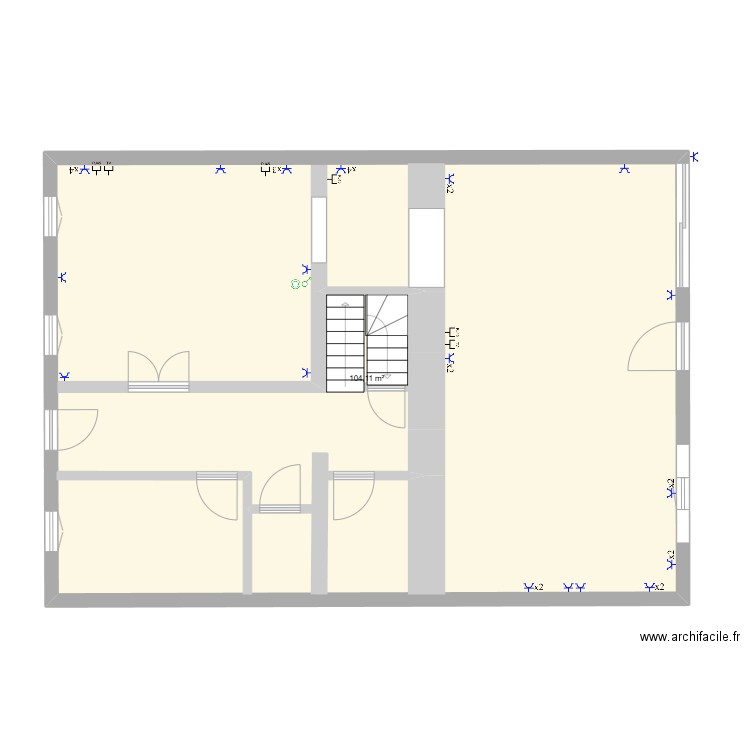 Rez 1. Plan de 1 pièce et 104 m2