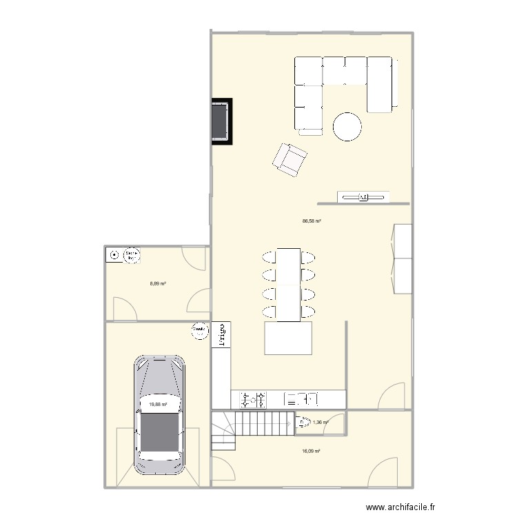 RDC Villa. Plan de 5 pièces et 133 m2