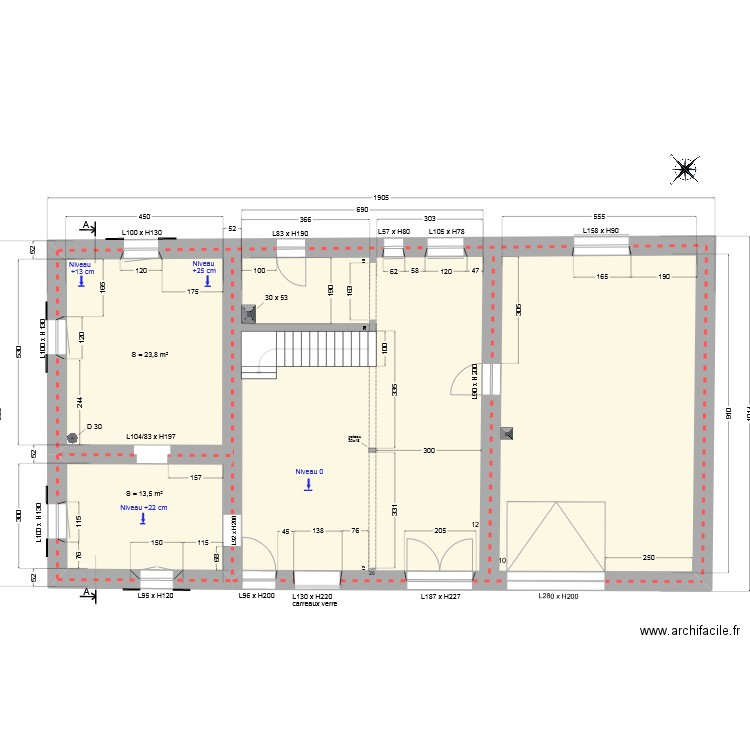 RDC_V0. Plan de 1 pièce et 154 m2