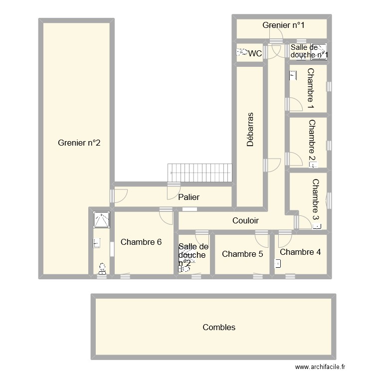 sevin eta. Plan de 16 pièces et 215 m2