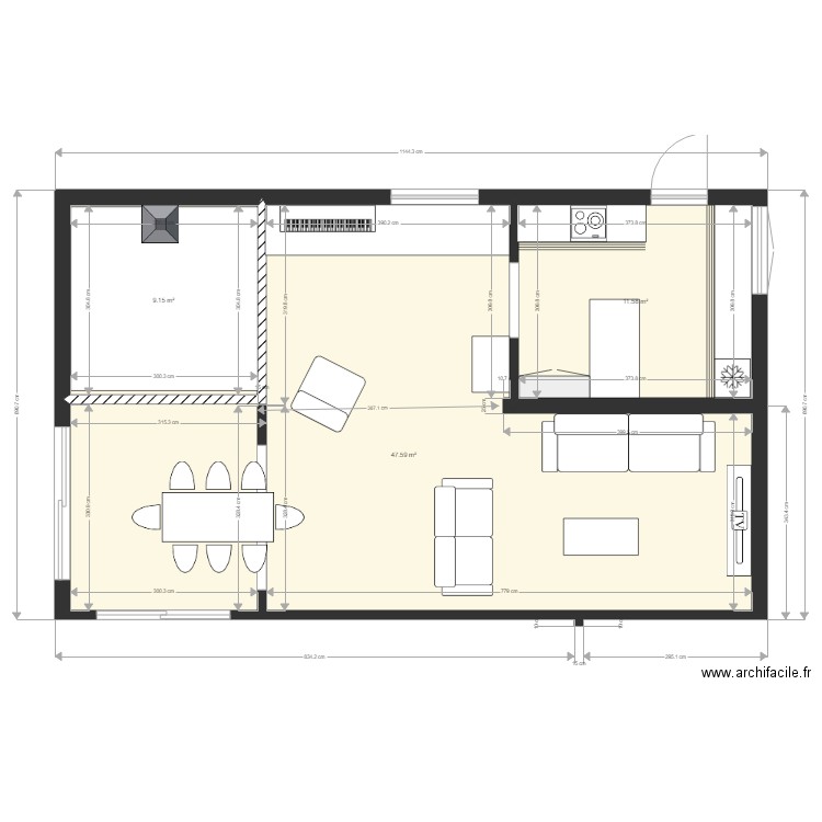 GMotte6. Plan de 3 pièces et 68 m2