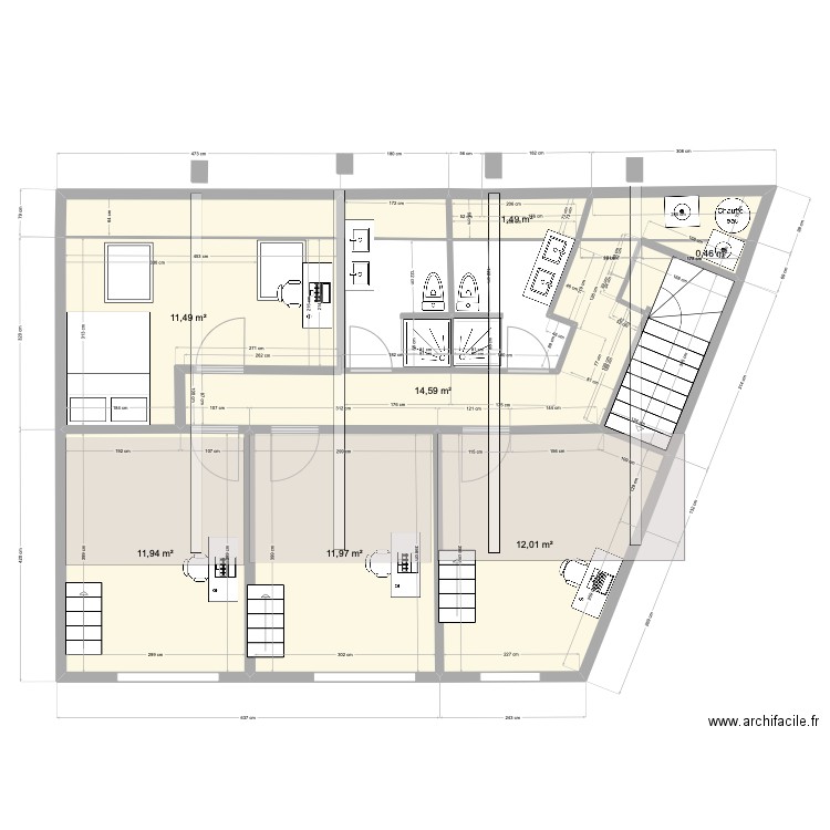 Moissons Etage isol 30+ 10. Plan de 9 pièces et 68 m2