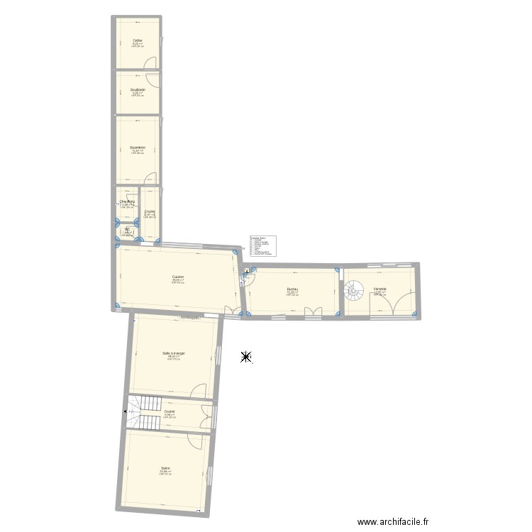 Charentaise V2. Plan de 28 pièces et 296 m2