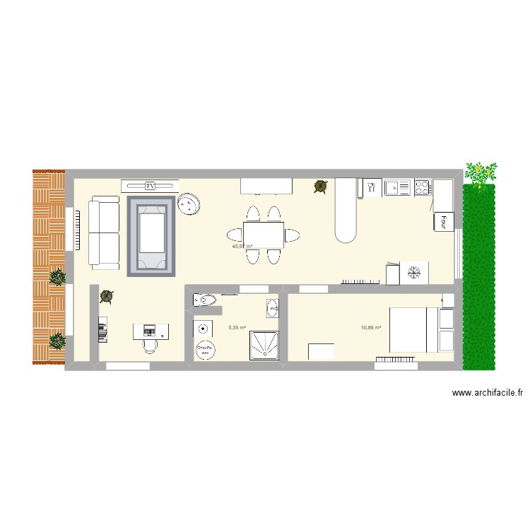 chalet 2. Plan de 3 pièces et 62 m2