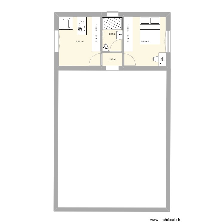 Extansion. Plan de 4 pièces et 24 m2