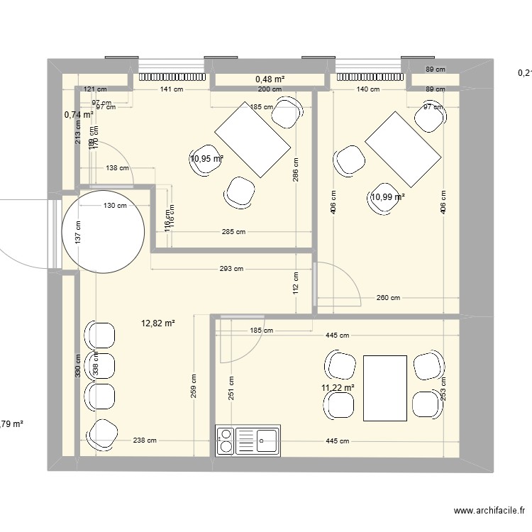 RASED 2 classes. Plan de 8 pièces et 48 m2