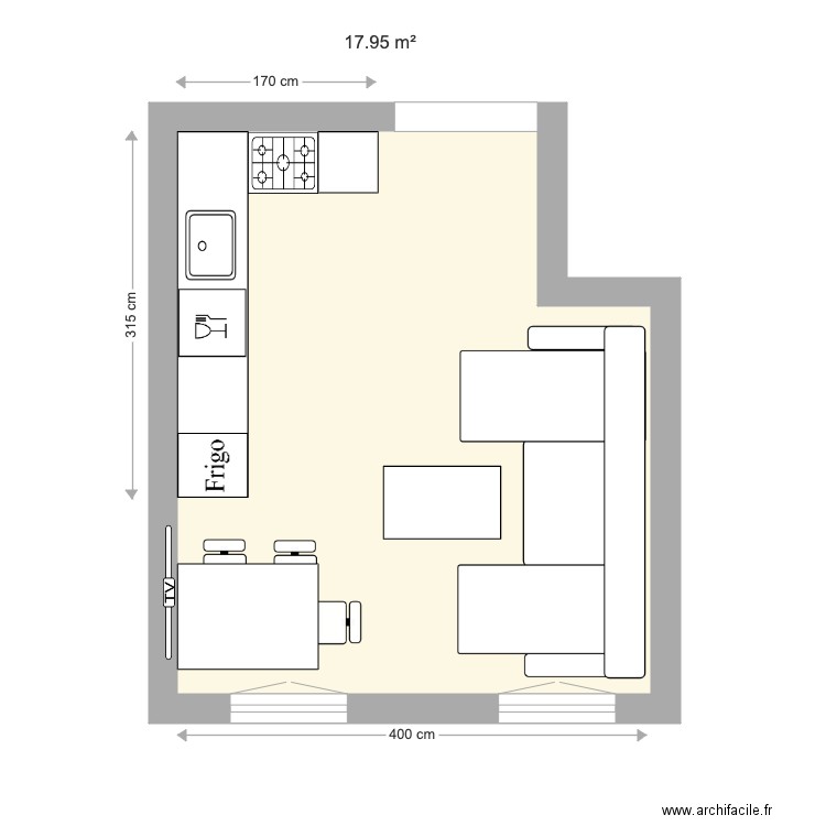 Appart 2024. Plan de 1 pièce et 18 m2