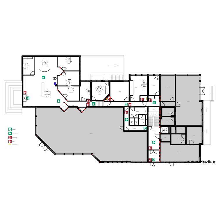 Castres Espic - Plan d'évacuation. Plan de 39 pièces et 763 m2