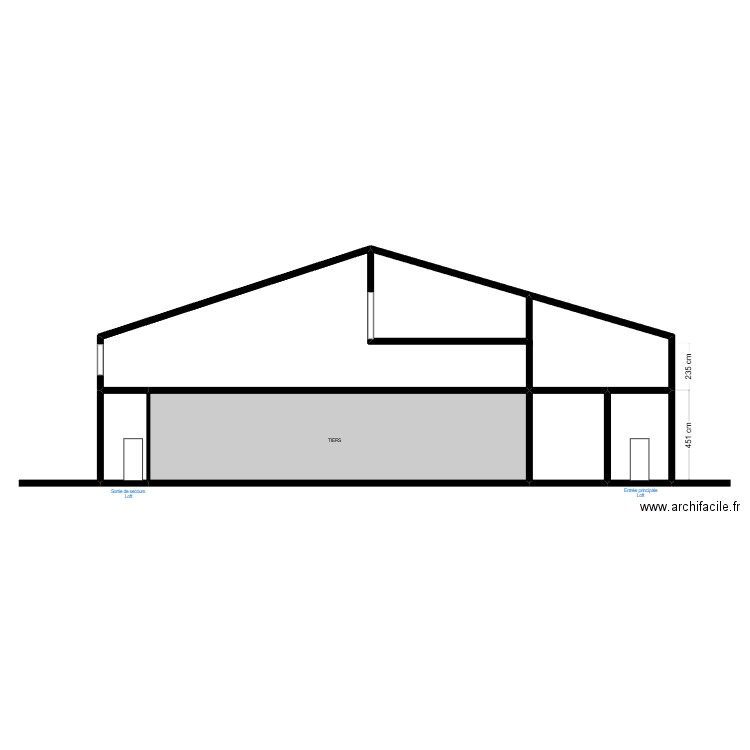 Loft coupe. Plan de 5 pièces et 145 m2