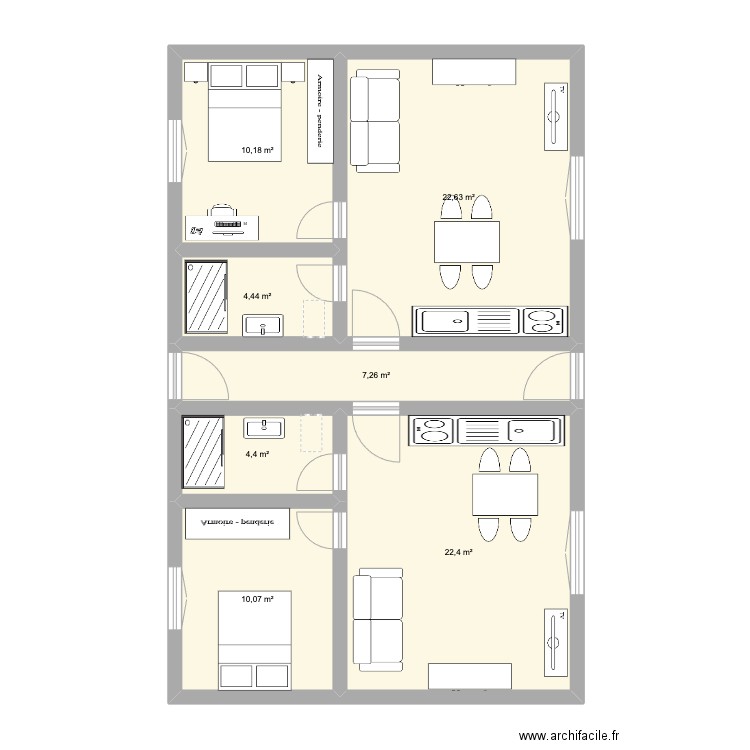 Projet 244b fg bannier. Plan de 7 pièces et 81 m2