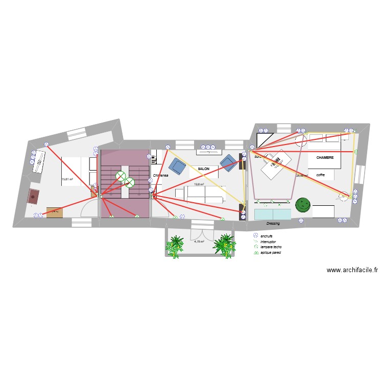 Ujué 2éme étage dernière. Plan de 5 pièces et 76 m2