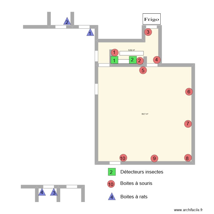 UPIGNAC. Plan de 2 pièces et 69 m2