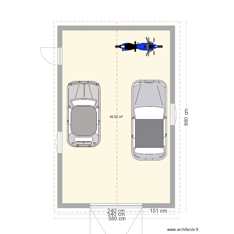 garage 40m2. Plan de 1 pièce et 40 m2