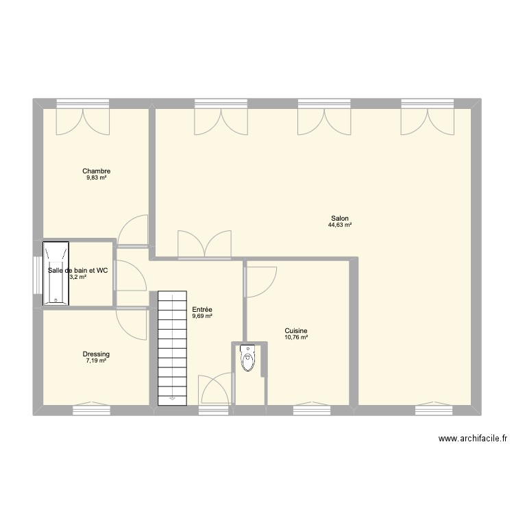 Couture 2. Plan de 6 pièces et 85 m2