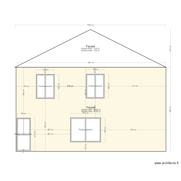 facade cote droit. Plan de 0 pièce et 0 m2