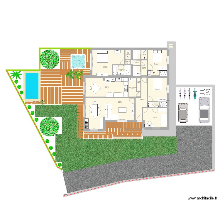 MOLLEGES T8  JARDIN. Plan de 18 pièces et 144 m2