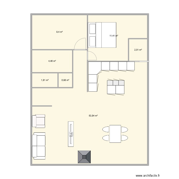 MAISON PARENT V1. Plan de 7 pièces et 84 m2