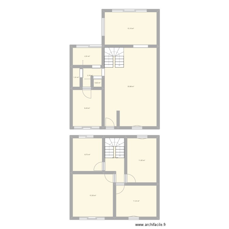 Maison . Plan de 11 pièces et 117 m2