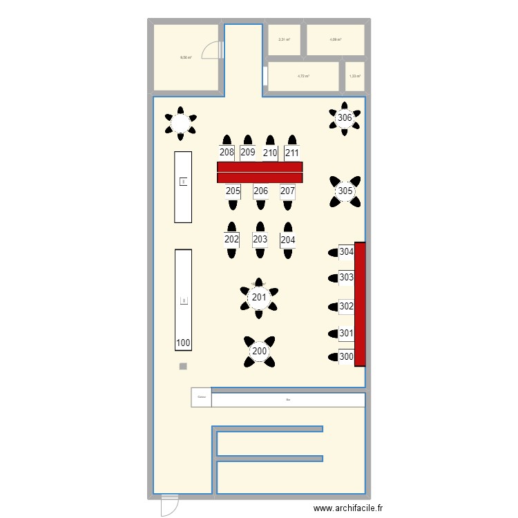 PLAN SALLE LA CANTINE . Plan de 6 pièces et 206 m2