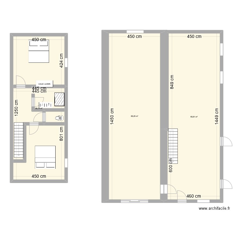 Plan vierge 4. Plan de 3 pièces et 186 m2