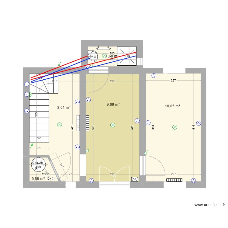 chantier p. sur andelle . Plan de 5 pièces et 30 m2