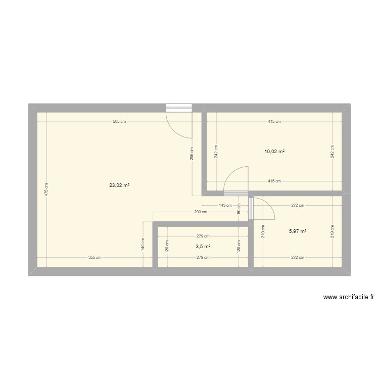 maison bois. Plan de 4 pièces et 43 m2