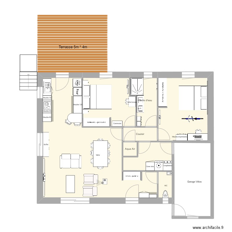 Plan Terrasse. Plan de 7 pièces et 82 m2