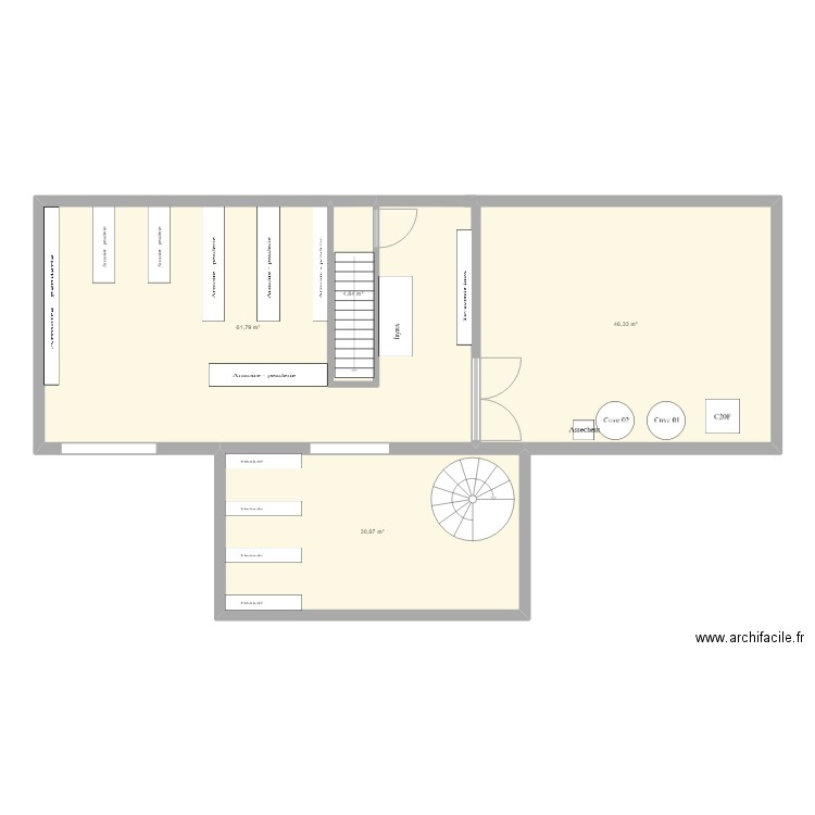 Etage Maintenance. Plan de 4 pièces et 144 m2