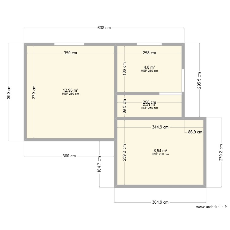 plan studio. Plan de 4 pièces et 29 m2