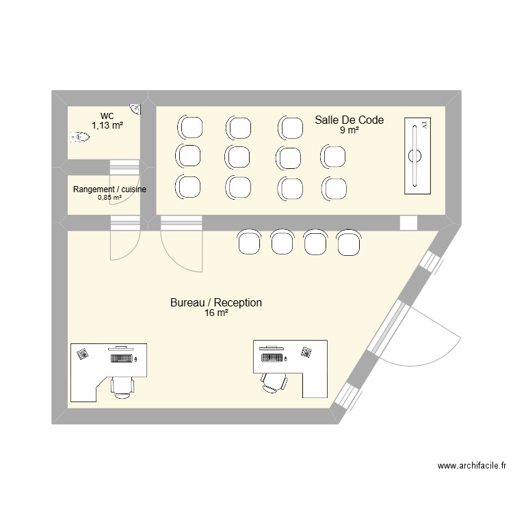 AUTO ECOLE MIOLLIS. Plan de 4 pièces et 27 m2