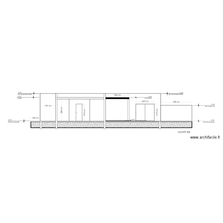 coupe BB yass. Plan de 0 pièce et 0 m2