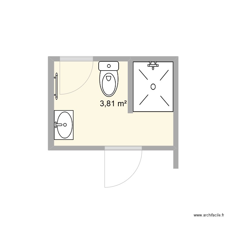 Salle de bain Lainerie. Plan de 1 pièce et 4 m2