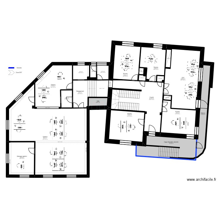 Tarbes 9 R+1 EDL. Plan de 28 pièces et 318 m2