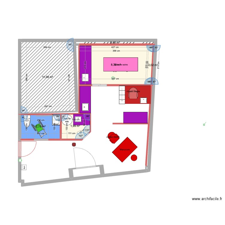 Commerce Aurore réserve en travers. Plan de 6 pièces et 25 m2