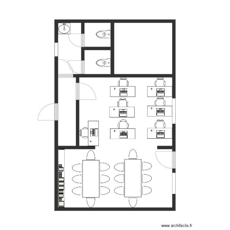 FAE 3. Plan de 6 pièces et 45 m2