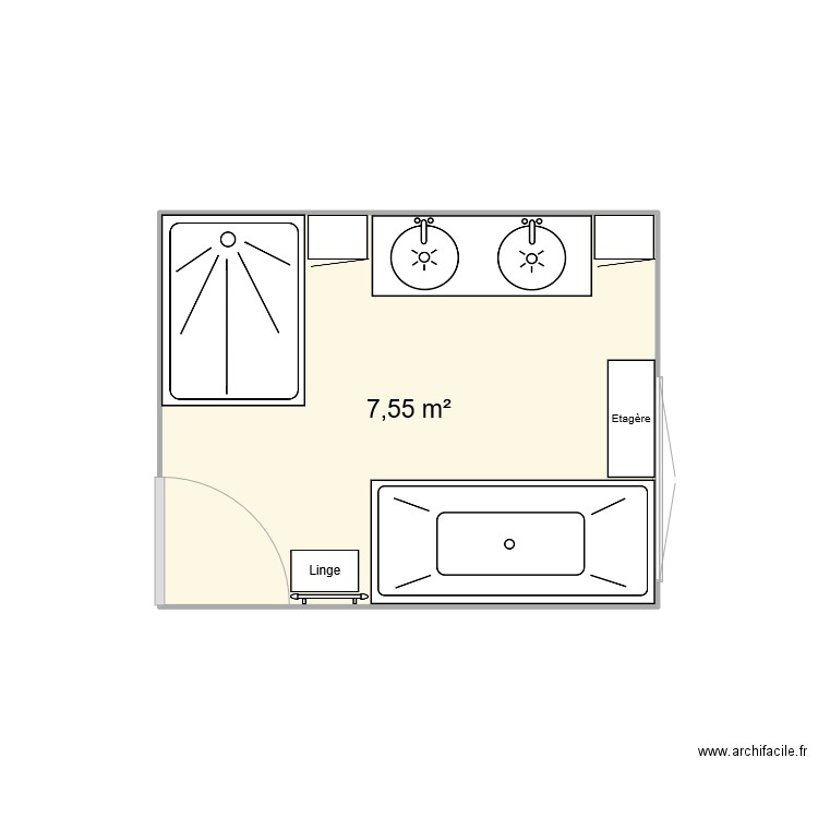 salle de bain 2. Plan de 1 pièce et 8 m2