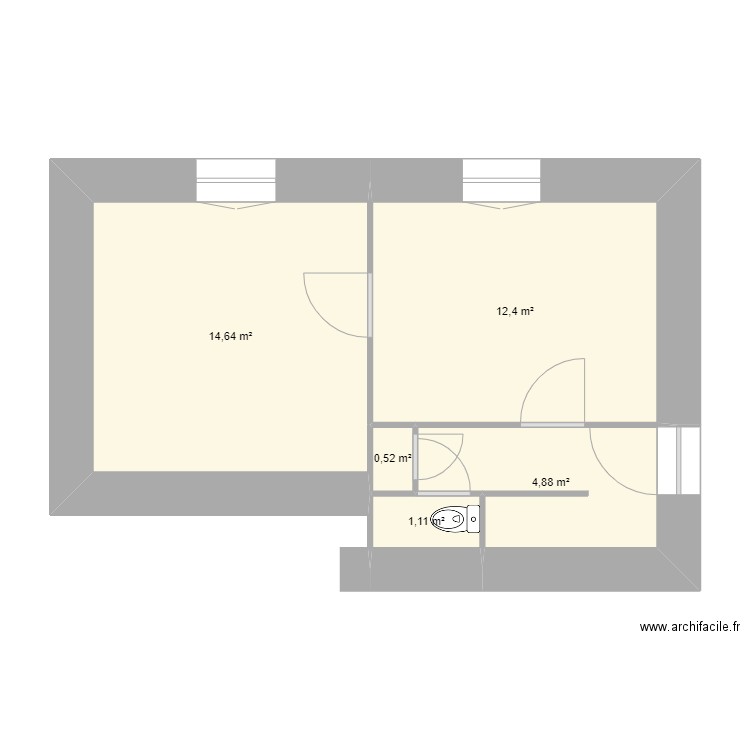 Audierne rdc. Plan de 5 pièces et 34 m2