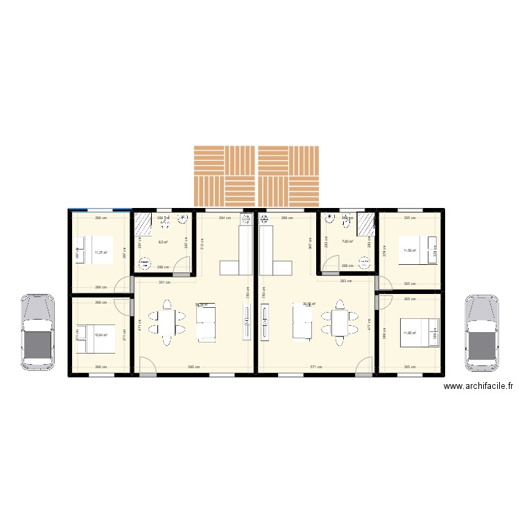 idée loc avec meubles. Plan de 8 pièces et 134 m2